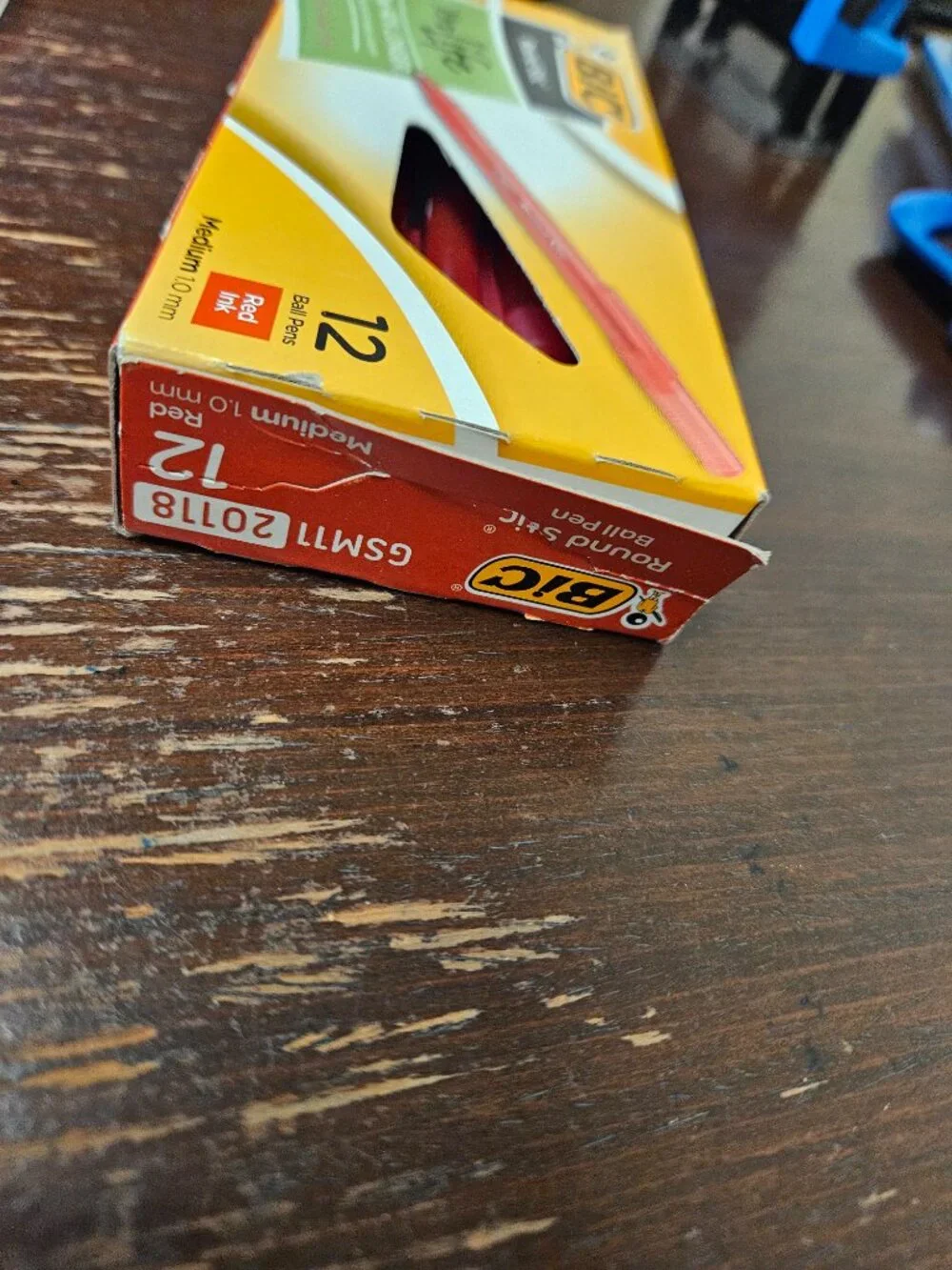 12 Pack Red ink BIC Round Stic Xtra Life Stick Ballpoint Pens Medium
